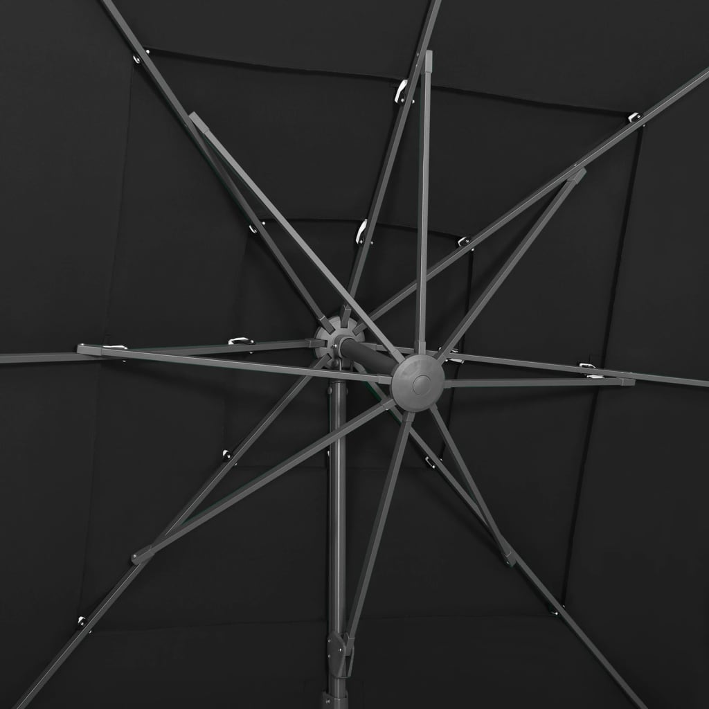 vidaXL 4 szintes fekete napernyő alumíniumrúddal 250 x 250 cm