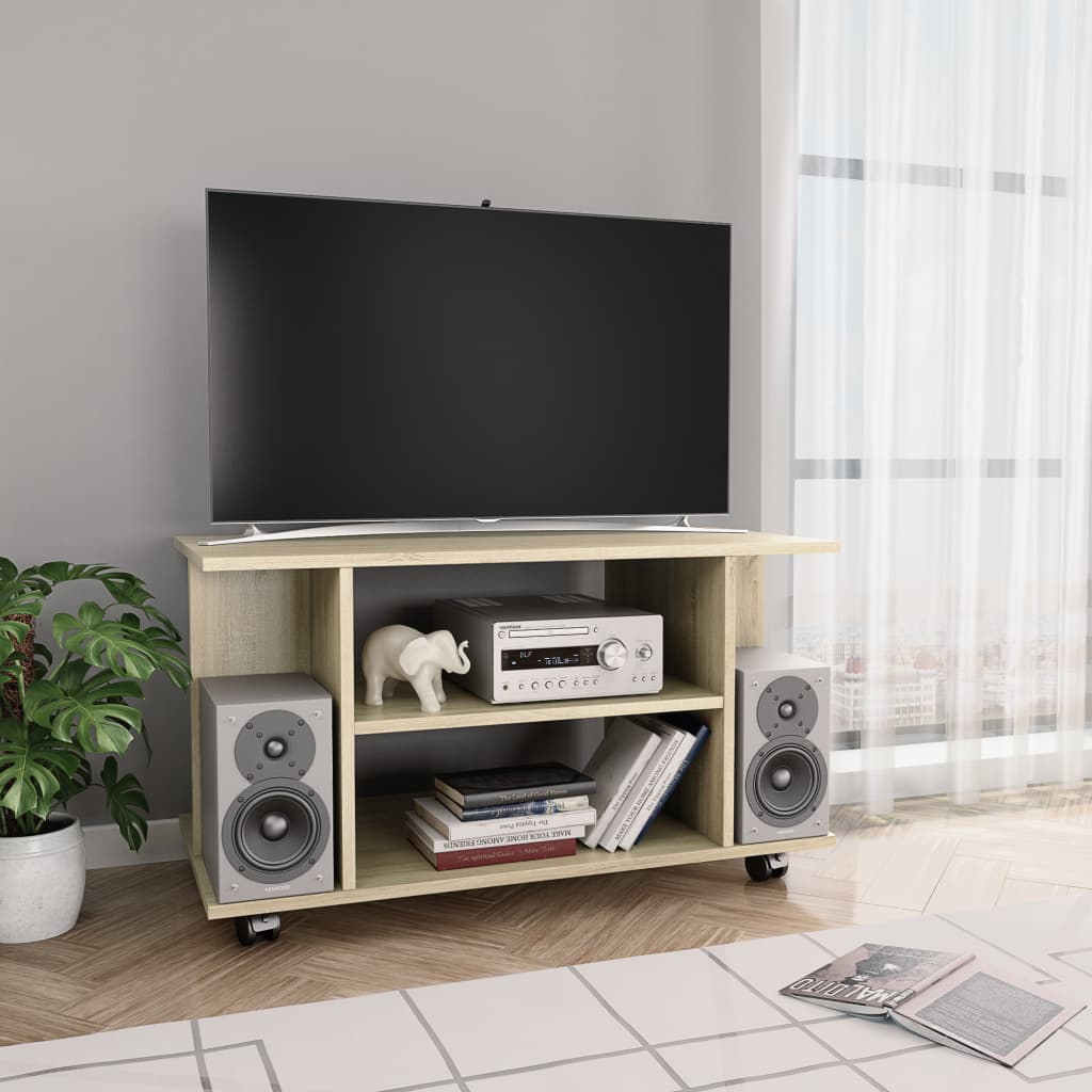 vidaXL sonoma tölgy színű szerelt fa TV-szekrény görgőkkel 80x40x45 cm