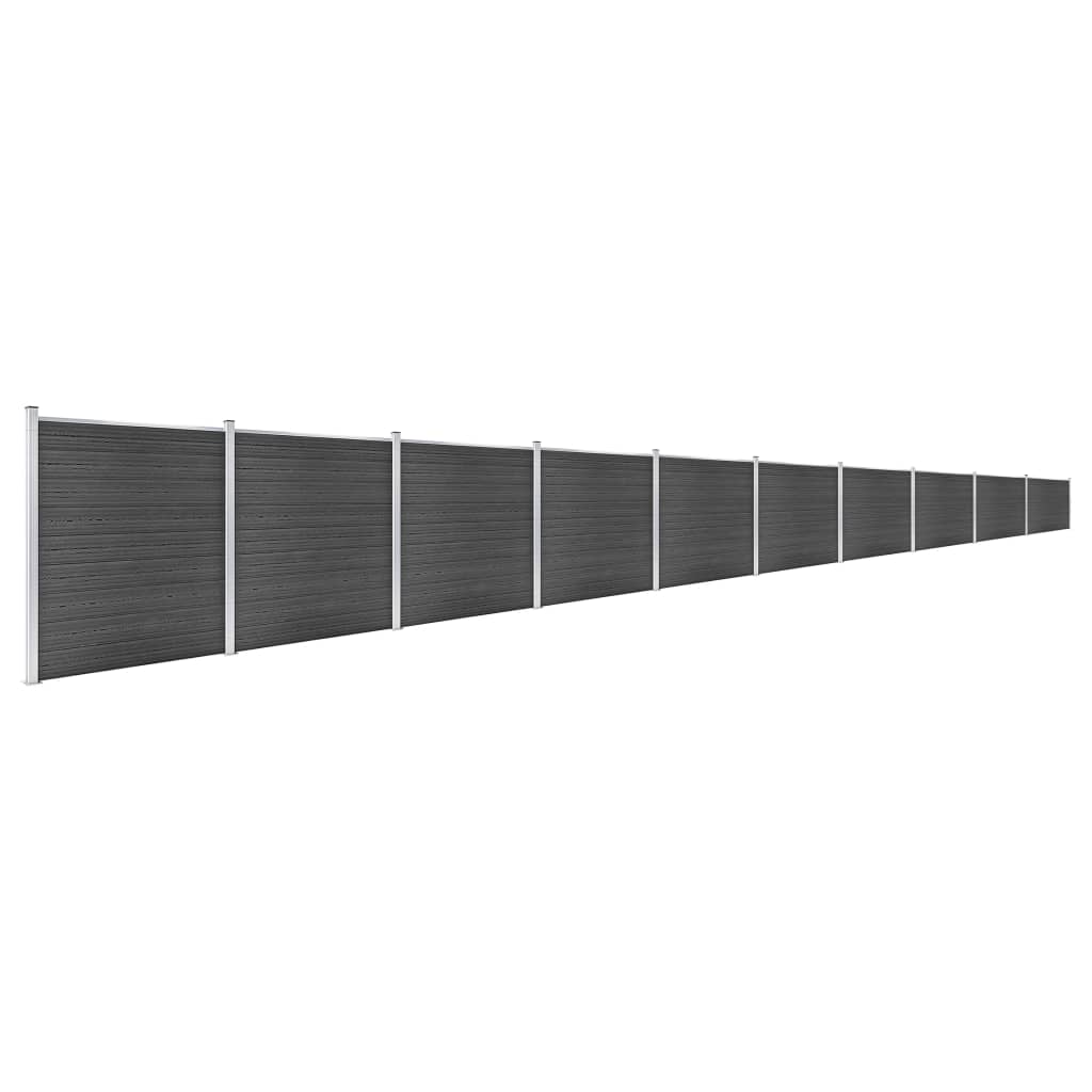 vidaXL fekete WPC kerítéspanelszett 1737 x 186 cm