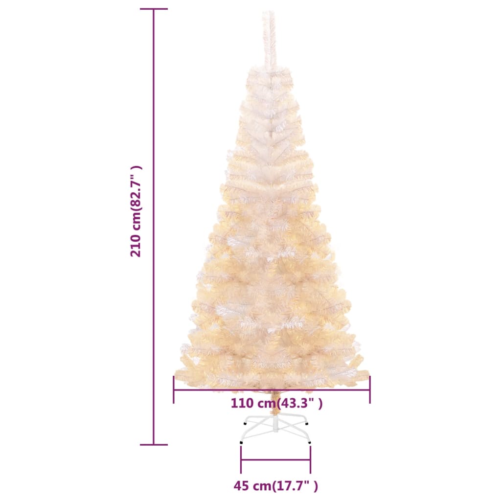 vidaXL fehér PVC műkarácsonyfa irizáló csúcsokkal 210 cm