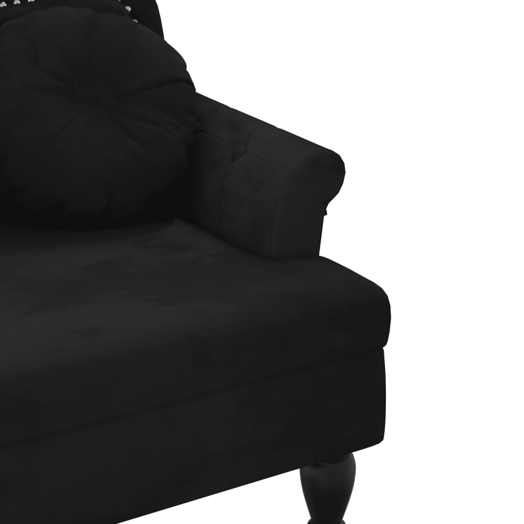 vidaXL fekete bársony pad párnákkal 120,5 x 65 x 75 cm