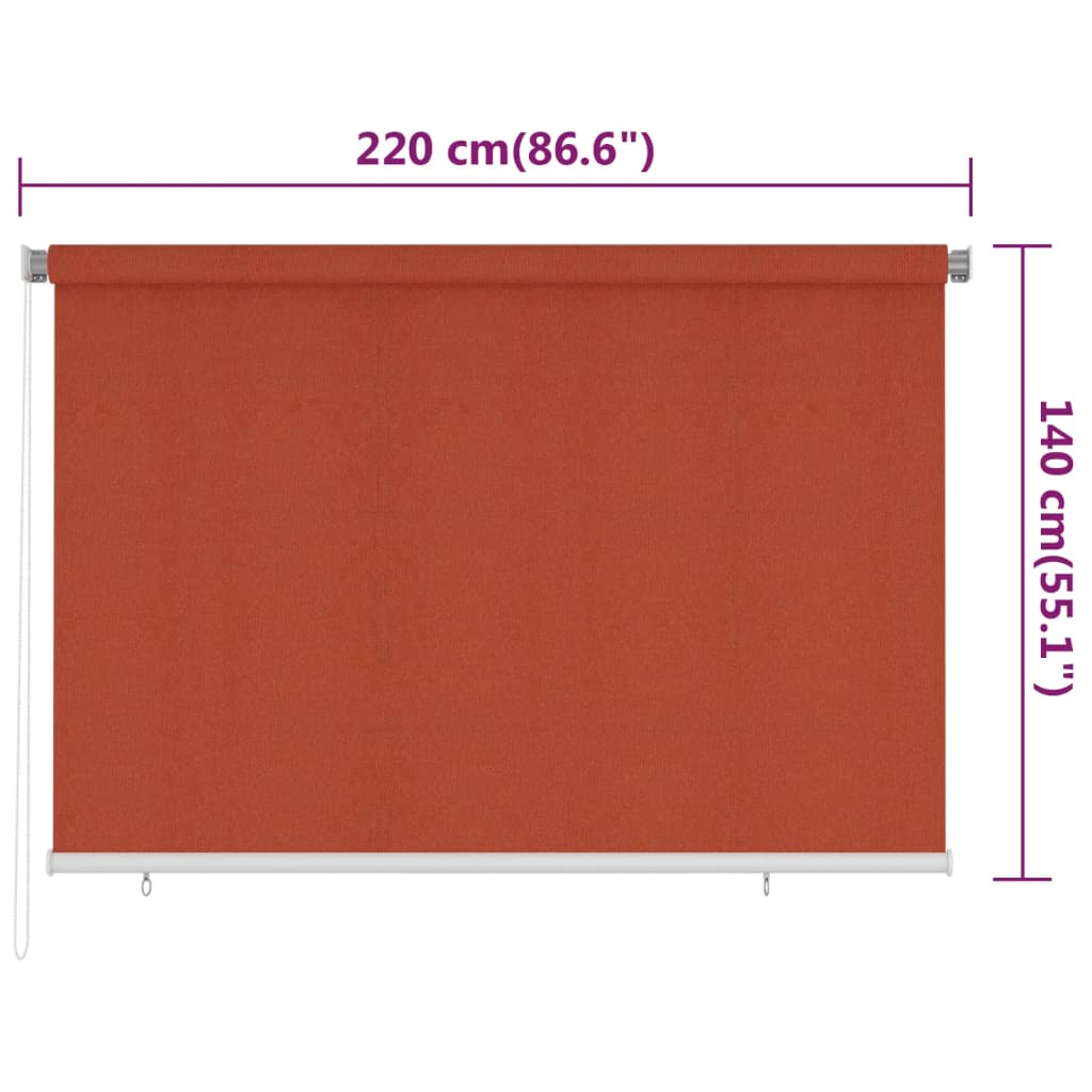 vidaXL kültéri terrakotta színű HDPE redőny 220 x 140 cm