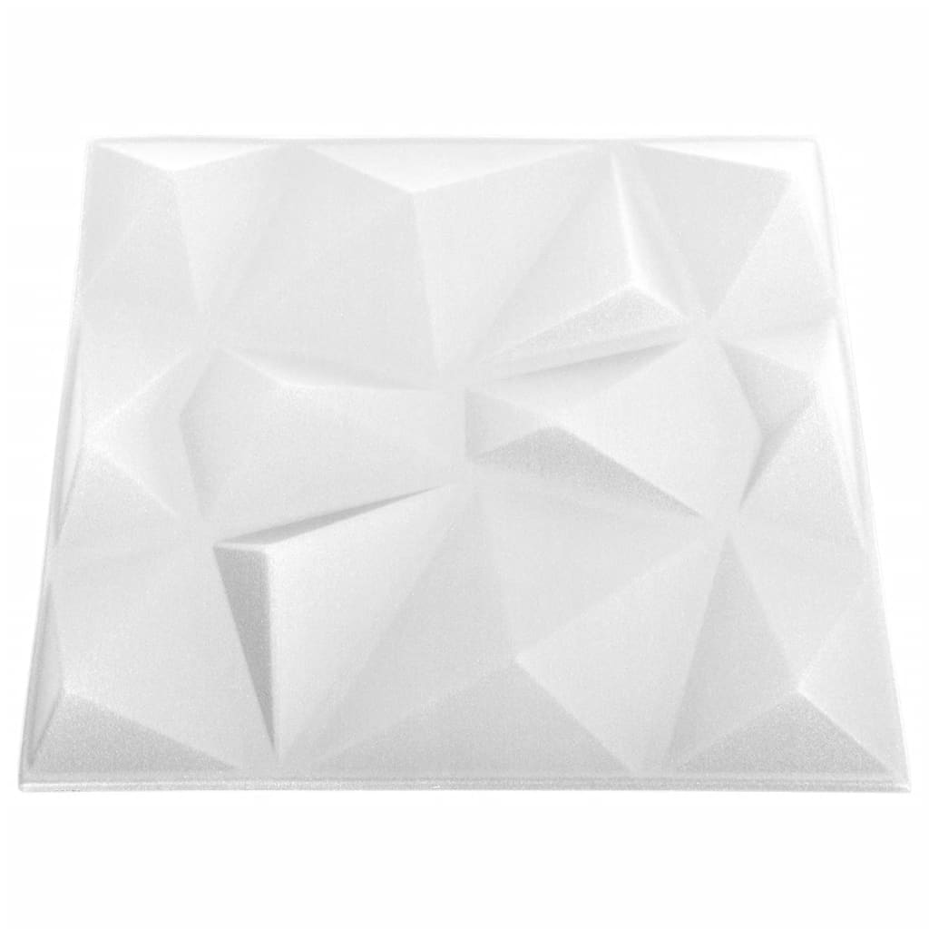 vidaXL 12 darab gyémánt fehér 3D fali panel 50 x 50 cm 3 m²