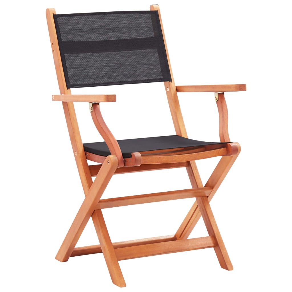 vidaXL 6 db fekete tömör eukaliptuszfa és textilén összecsukható szék