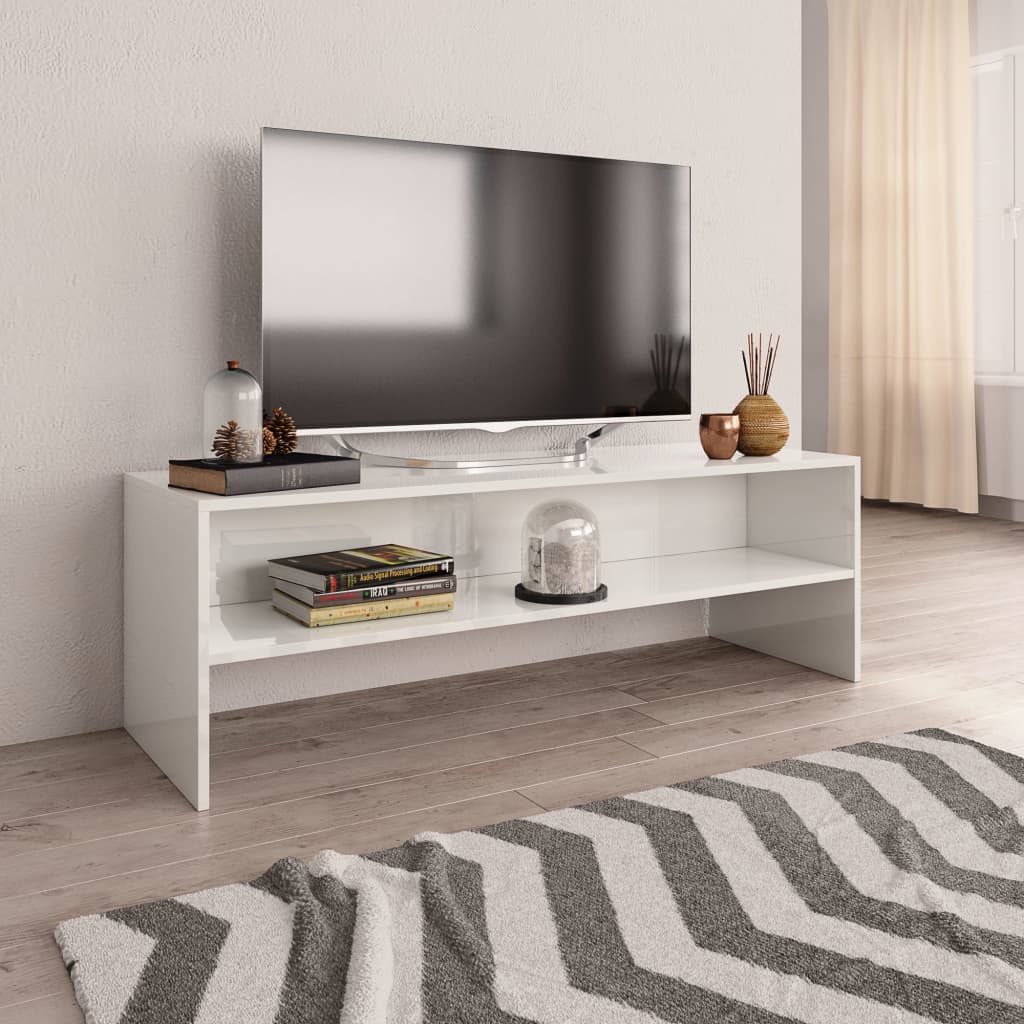 vidaXL magasfényű fehér forgácslap TV-szekrény 120 x 40 x 40 cm