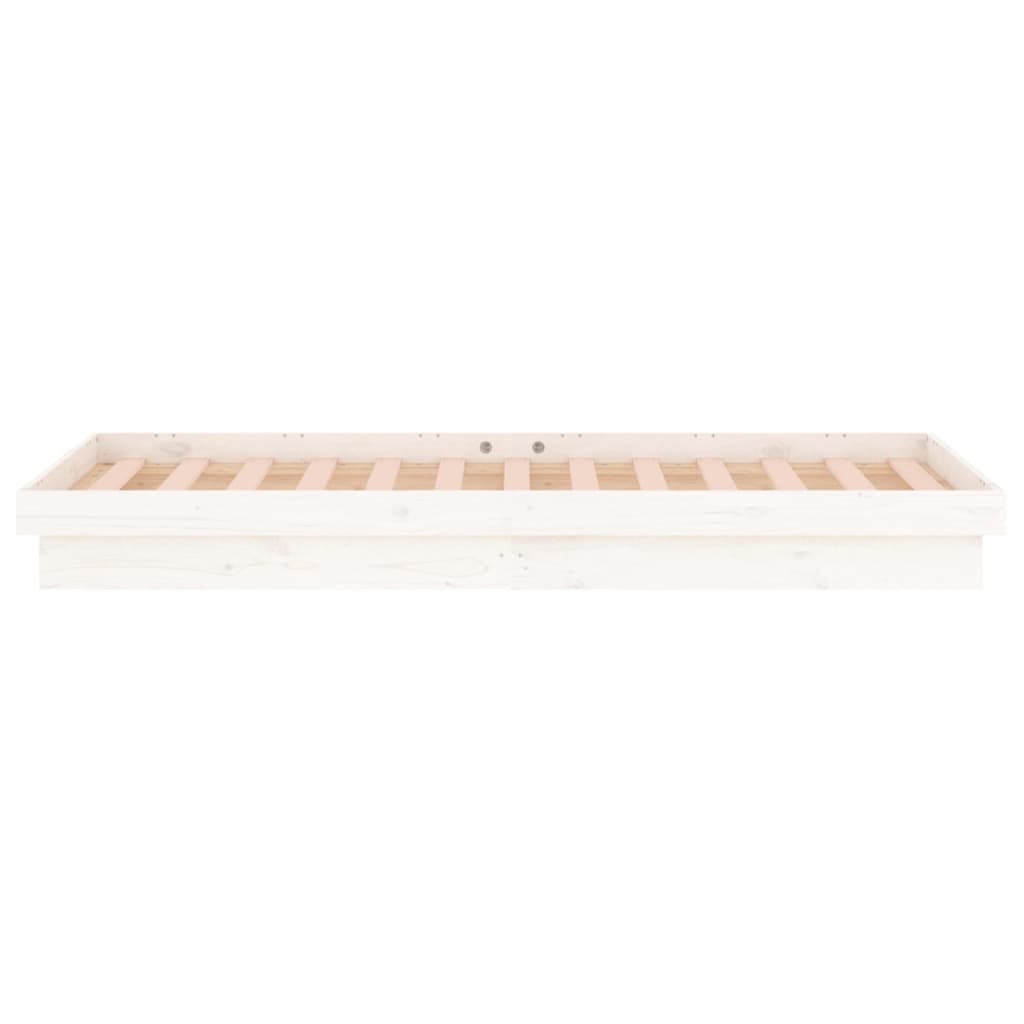 vidaXL egyszemélyes fehér tömör fa LED-es ágykeret 90 x 190 cm