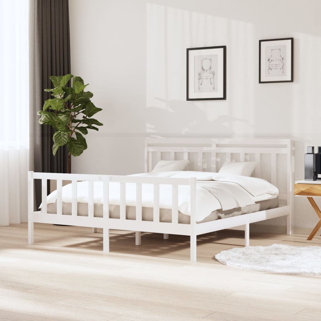 vidaXL fehér tömör fa ágykeret 160 x 200 cm