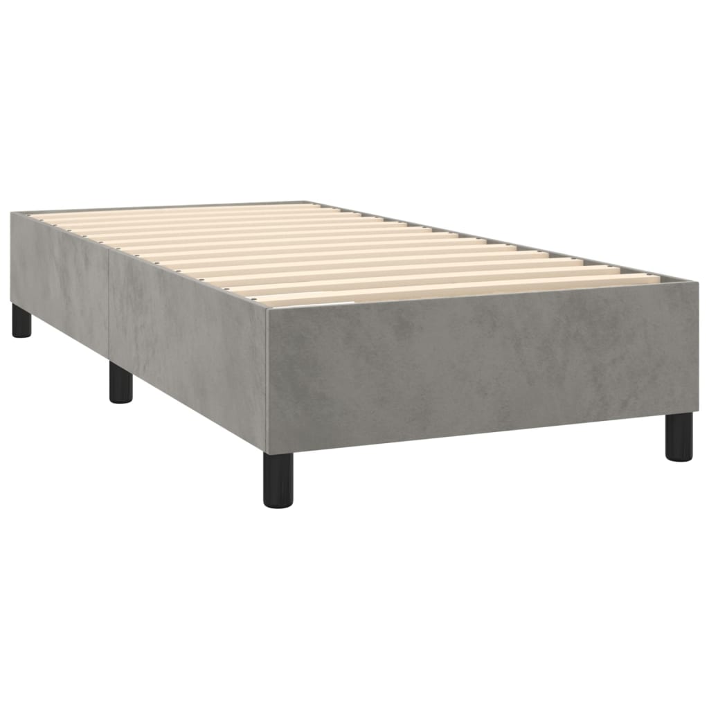 vidaXL világosszürke bársony rugós ágy matraccal 100 x 200 cm