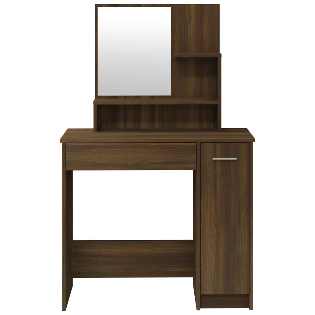 vidaXL barna tölgy színű fésülködőasztal tükörrel 86,5 x 35 x 136 cm