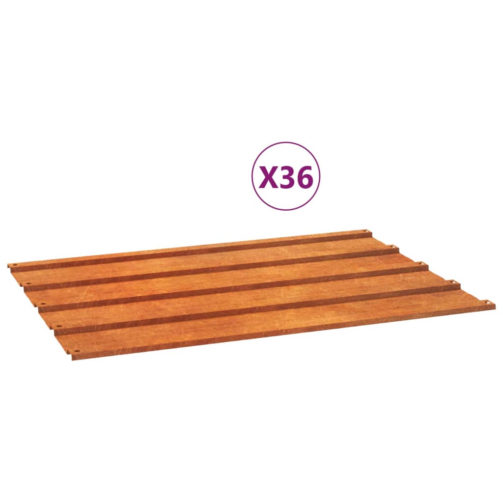 vidaXL 36 db rozsda színű corten acél tetőpanel 60 x 44 cm