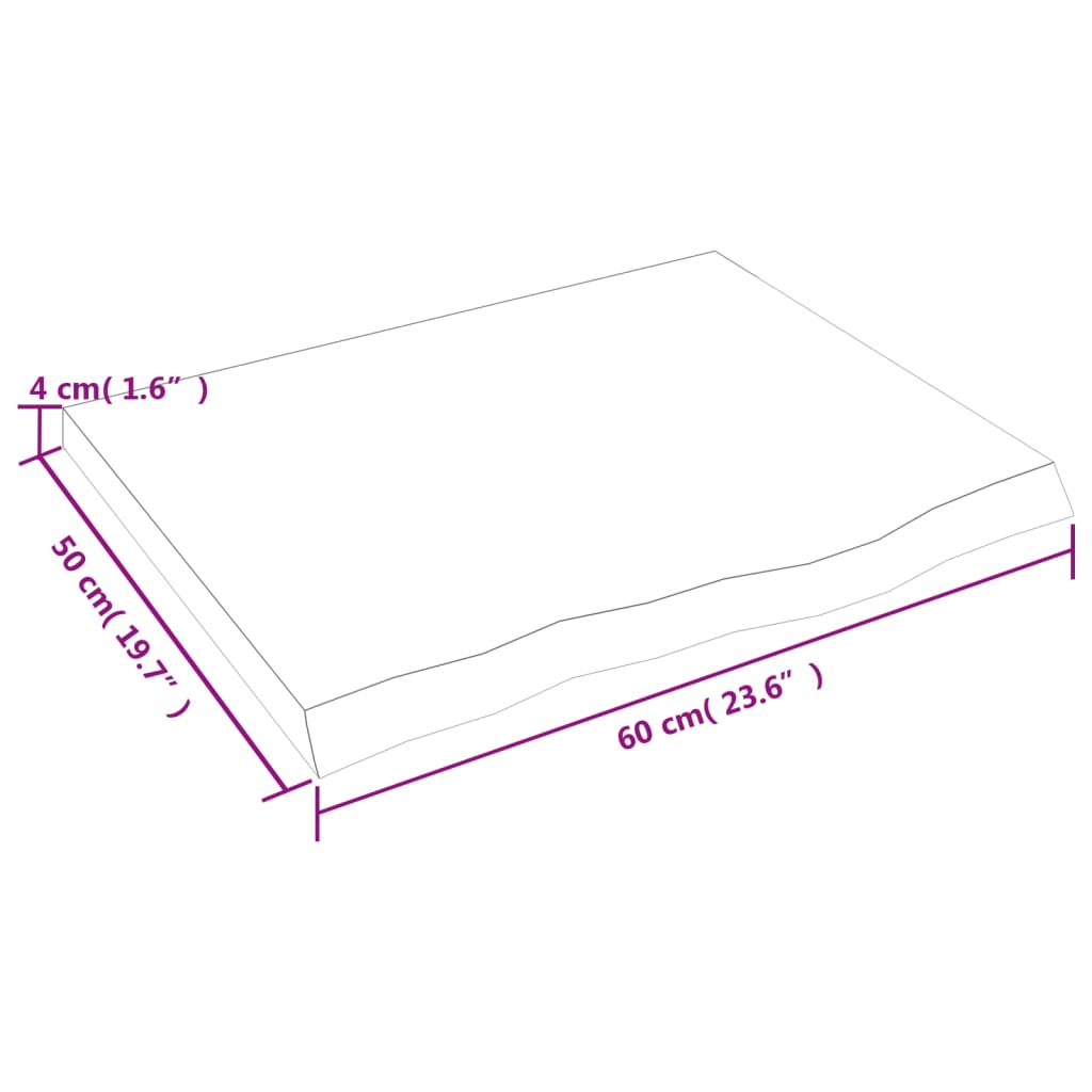 vidaXL világosbarna kezelt tömör tölgyfa asztallap 60x50x(2-4) cm