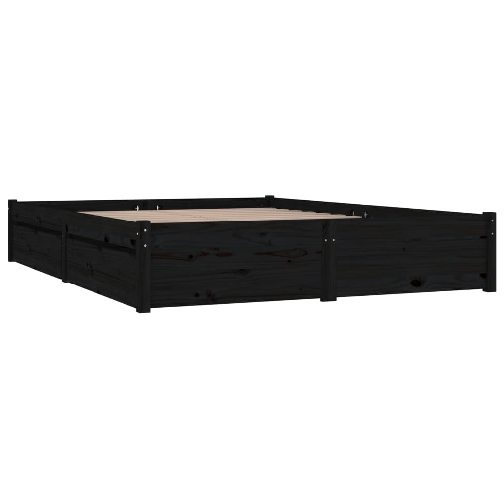 vidaXL fekete ágykeret fiókokkal 160x200 cm