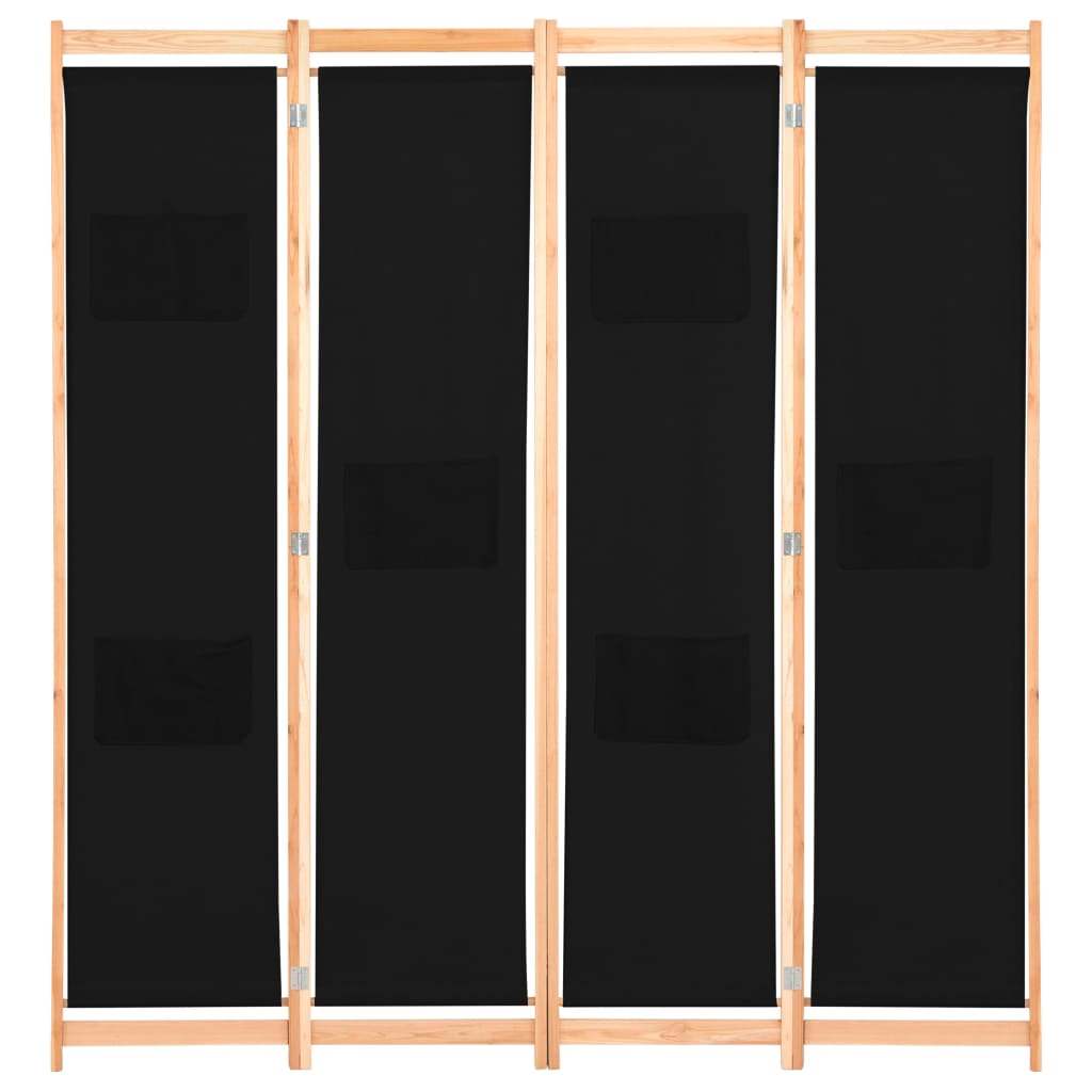 vidaXL fekete 4-paneles szövetparaván 160 x 170 x 4 cm