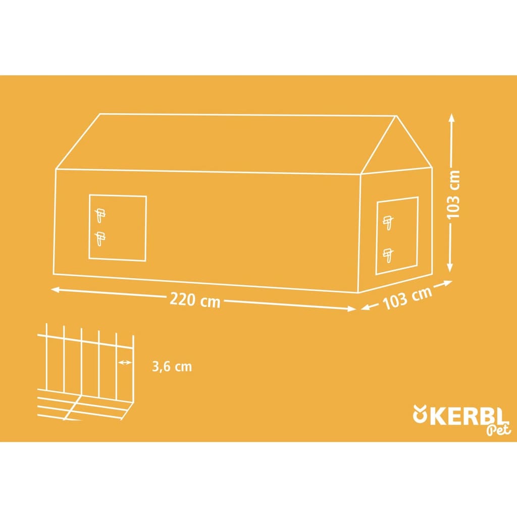 Kerbl kültéri króm kisállat-tartó korláttal 220 x 103 x 103 cm