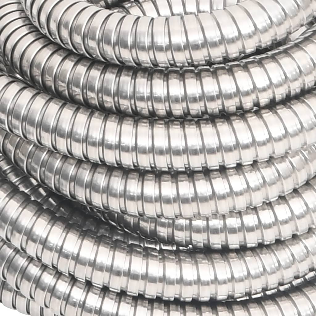 vidaXL ezüstszínű rozsdamentes acél kerti tömlő szórófejjel 0,6" 7,5 m