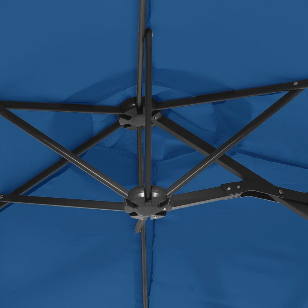 vidaXL azúrkék dupla tetős LED-es napernyő 316x240 cm