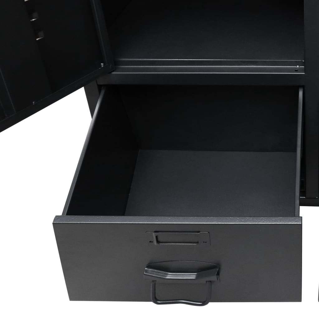 vidaXL ipari stílusú fekete fém ruhásszekrény 90 x 40 x 180 cm