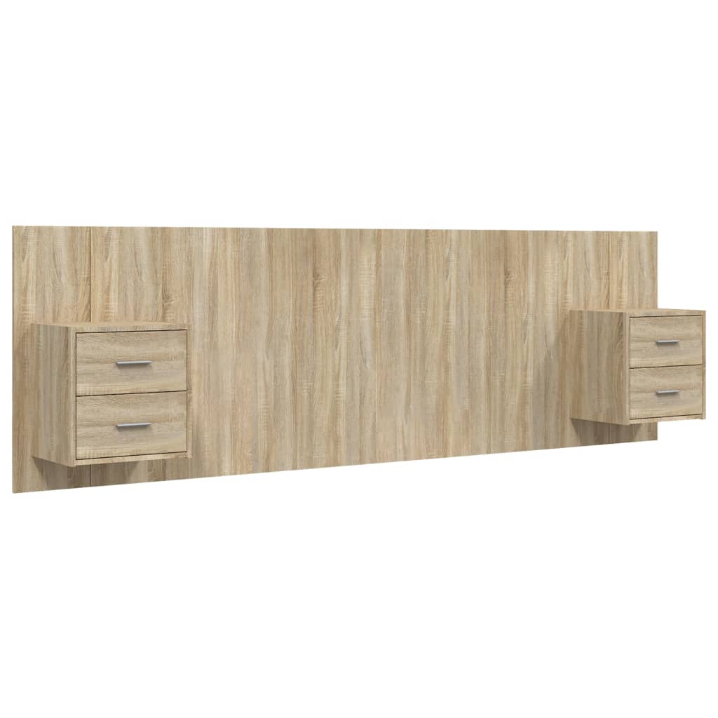 vidaXL sonoma tölgyszínű szerelt fa ágyfejtámla szekrényekkel