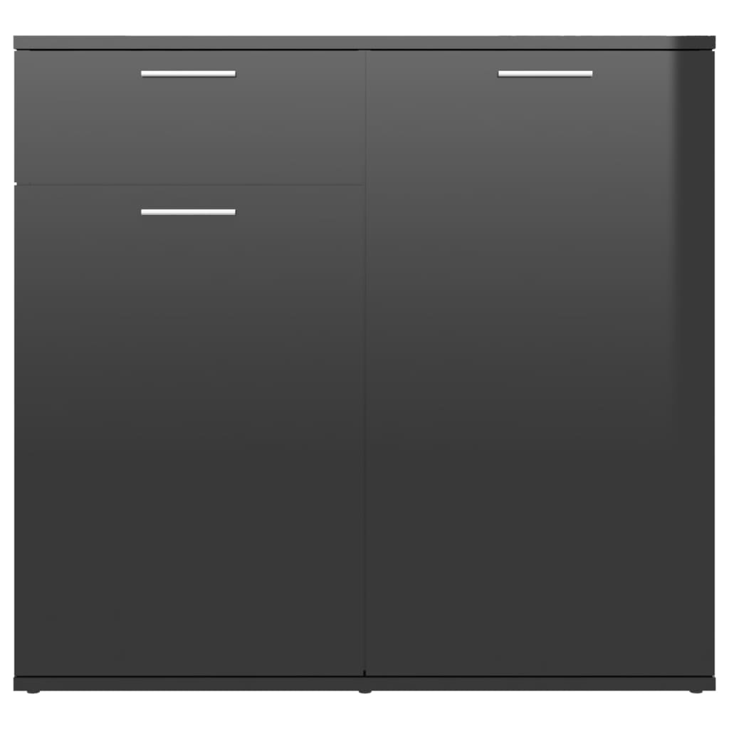 vidaXL magasfényű fekete forgácslap tálalószekrény 80 x 36 x 75 cm