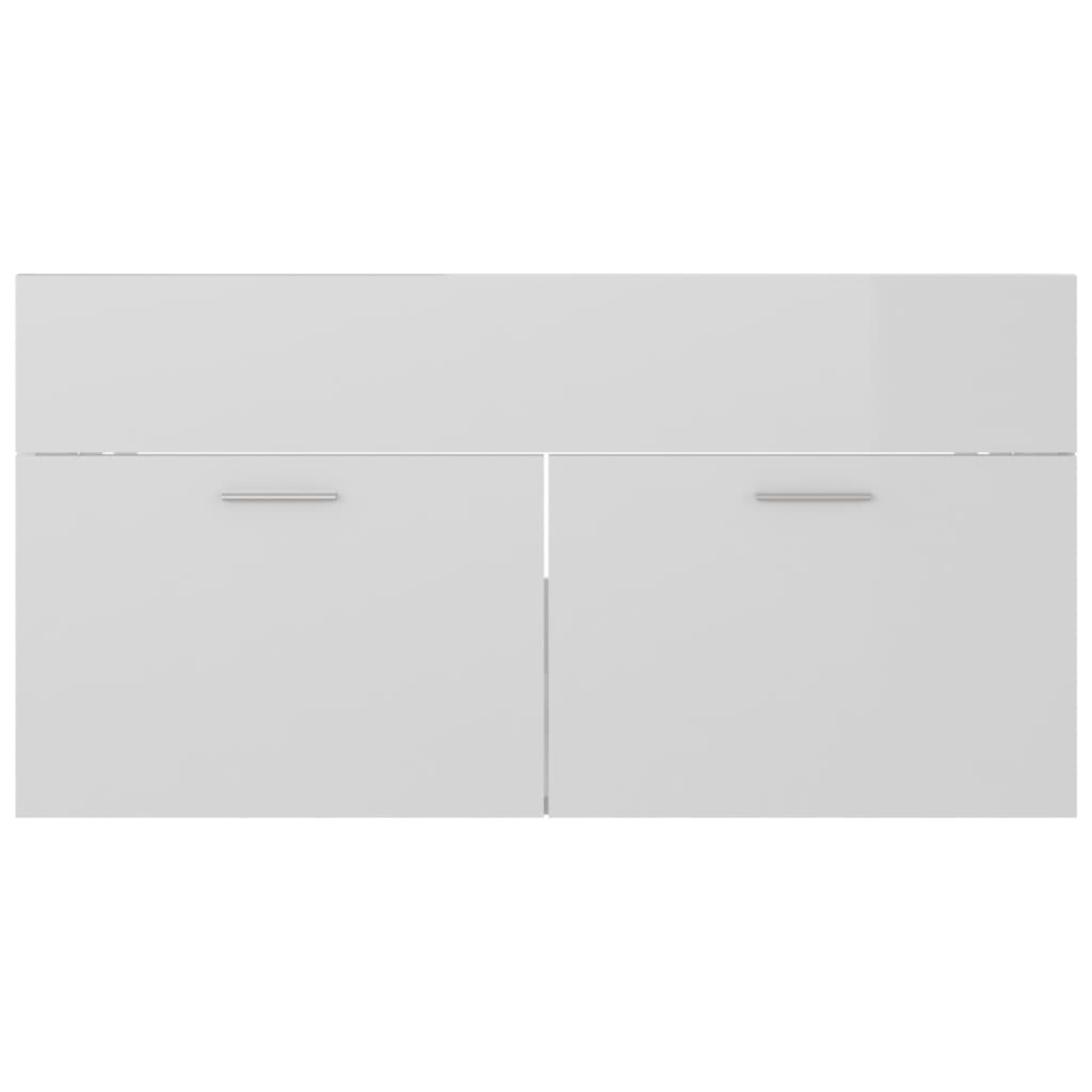 vidaXL magasfényű fehér forgácslap mosdószekrény 90 x 38,5 x 46 cm