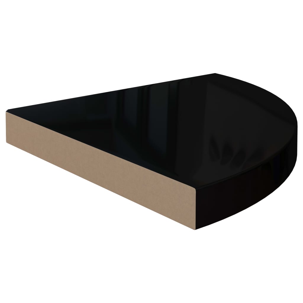 vidaXL magasfényű fekete MDF lebegő sarokpolc 35 x 35 x 3,8 cm