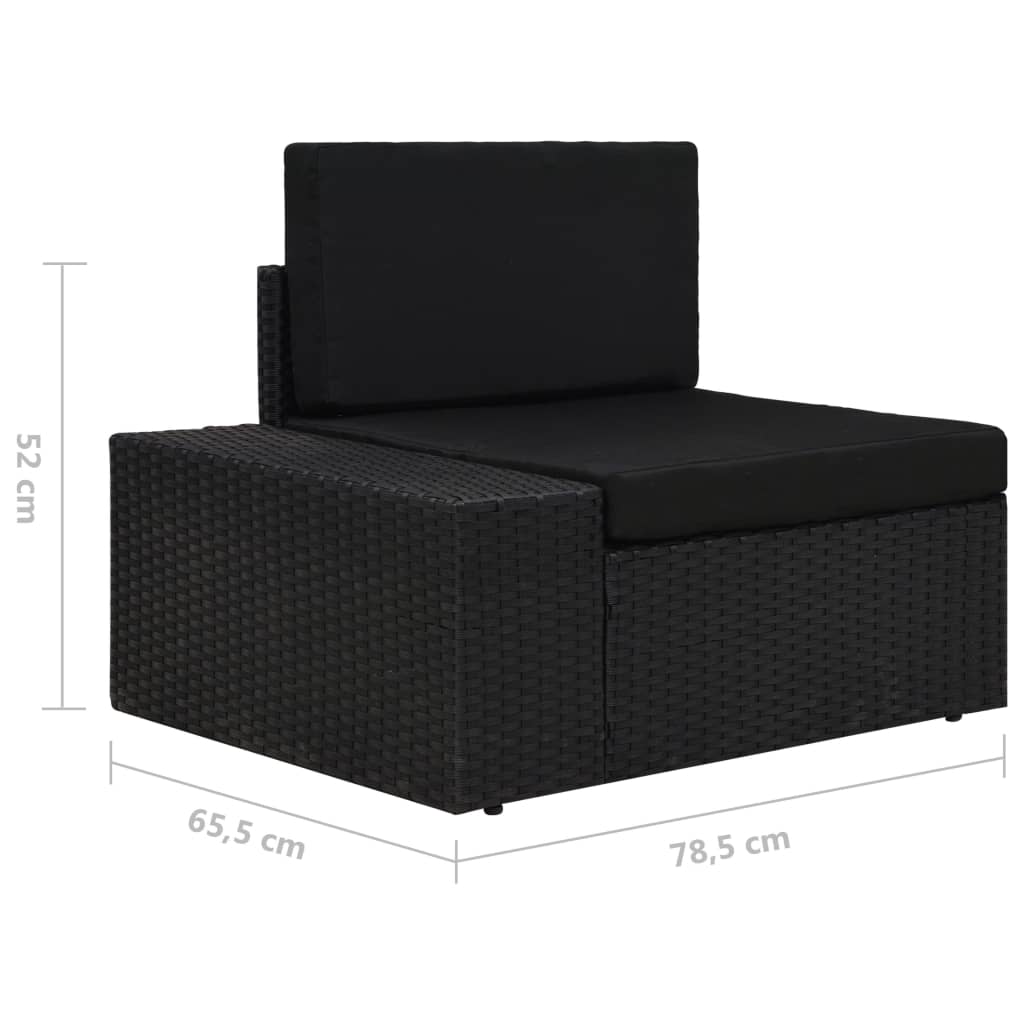 vidaXL 3 személyes fekete elemes polyrattan kanapé