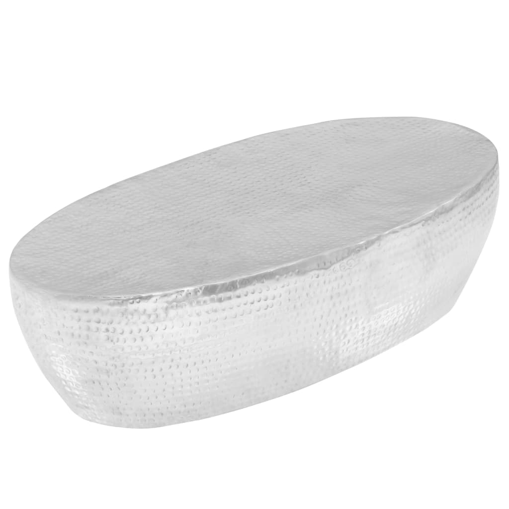 vidaXL ezüst kalapált alumínium dohányzóasztal 100 x 50 x 28 cm