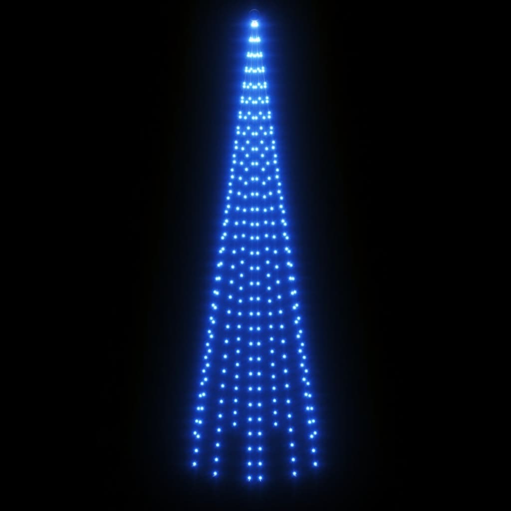 vidaXL karácsonyfa zászlórúdon 310 kék LED-del 300 cm