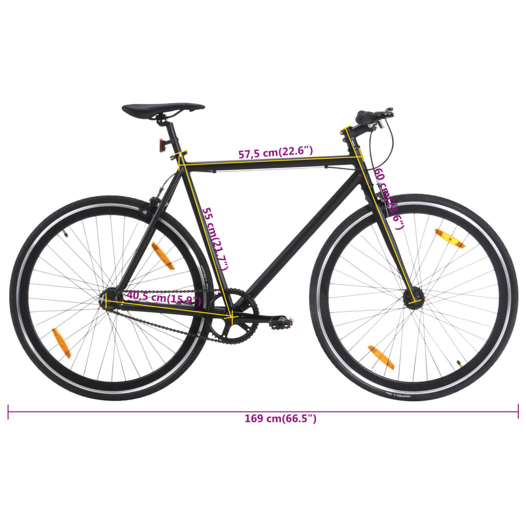vidaXL fekete örökhajtós kerékpár 700c 55 cm