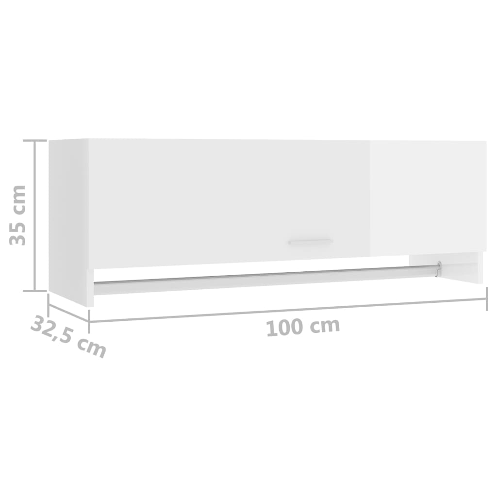 vidaXL magasfényű fehér forgácslap ruhásszekrény 100 x 32,5 x 35 cm