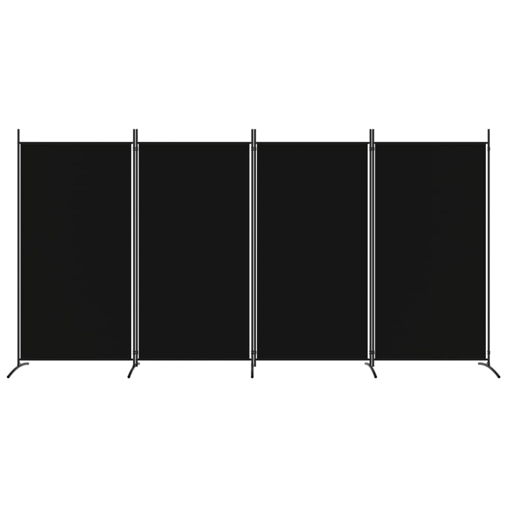 vidaXL 4 paneles fekete szövet térelválasztó 346x180 cm