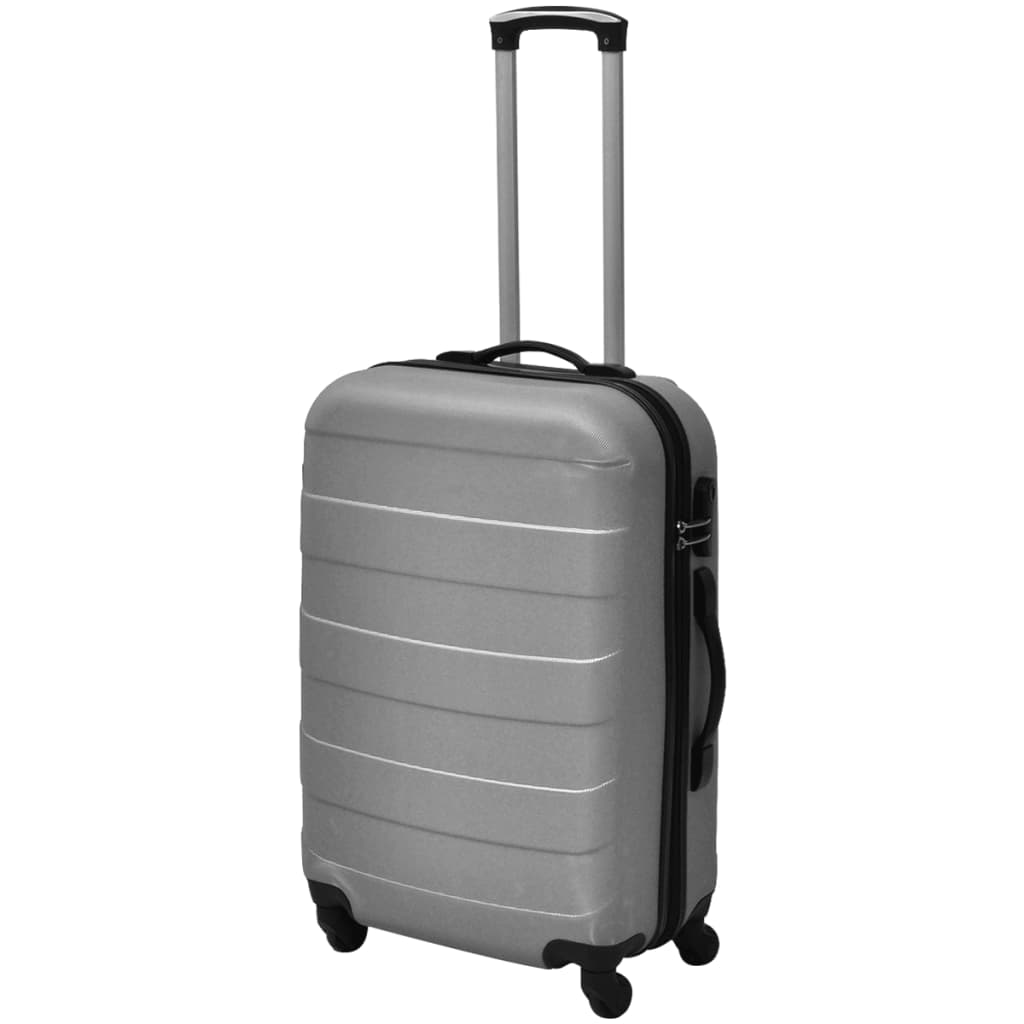 vidaXL 3 darabos ezüstszínű húzható kemény bőrönd szett 45,5/55/66 cm