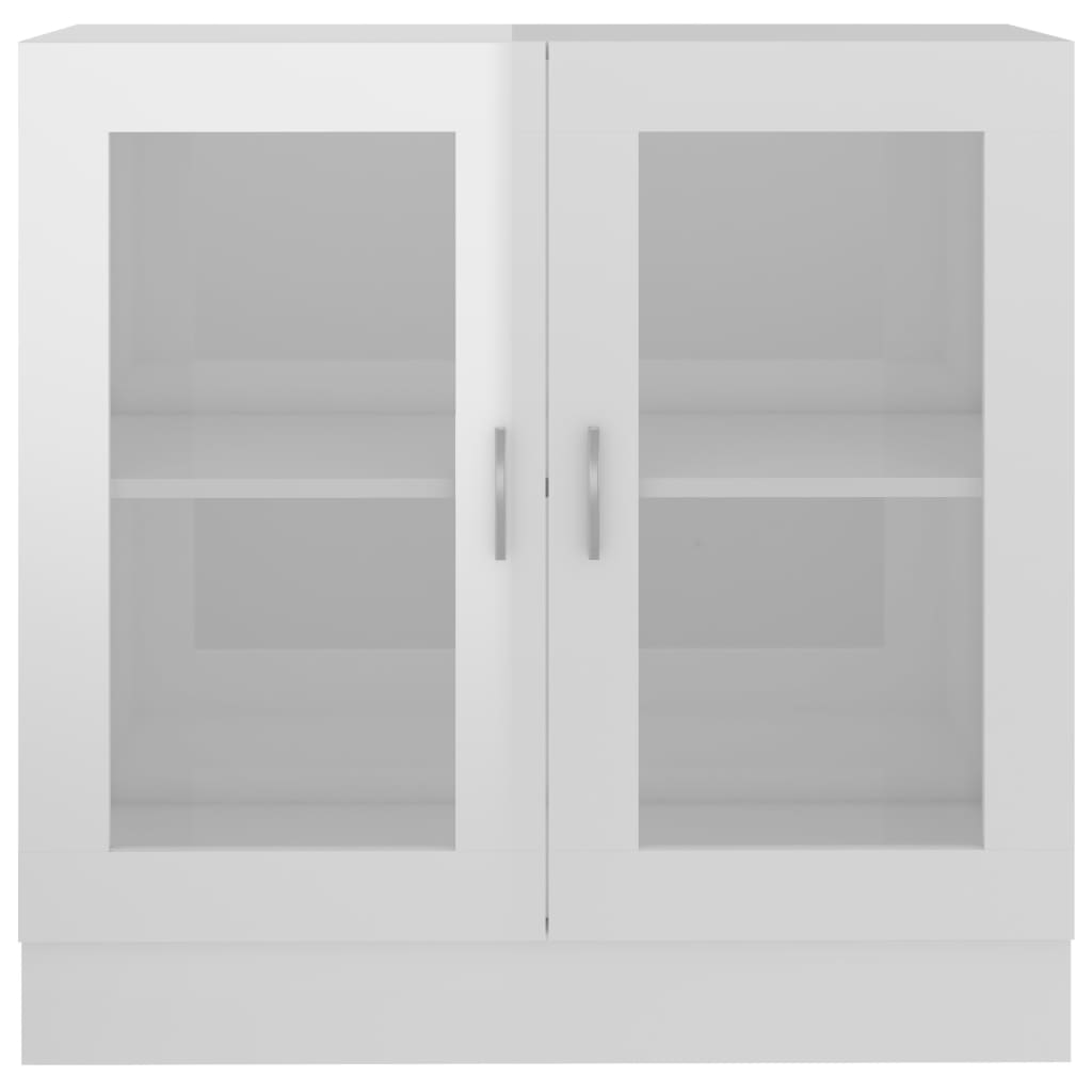 vidaXL magasfényű fehér forgácslap vitrinszekrény 82,5 x 30,5 x 80 cm