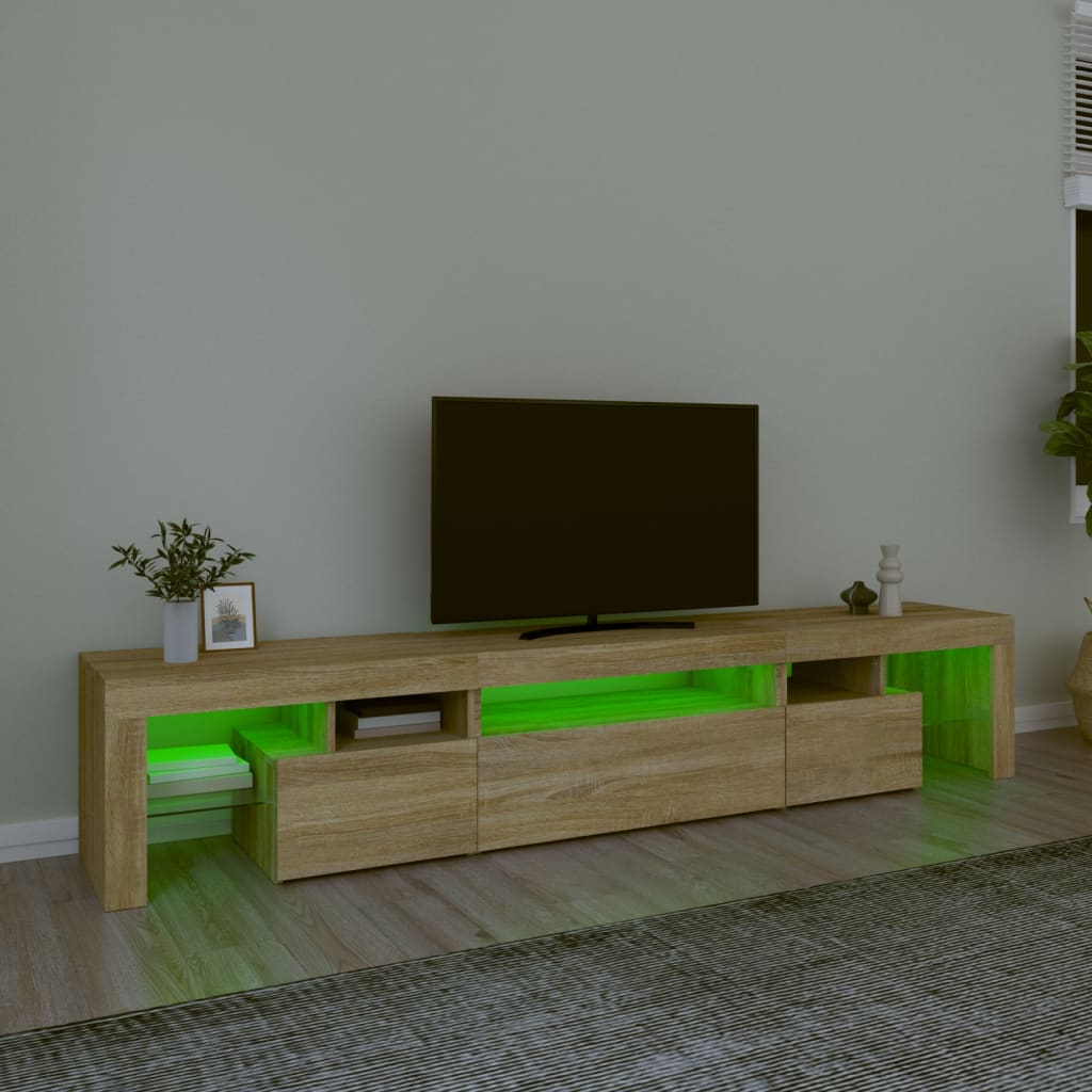 vidaXL sonoma-tölgy színű TV-szekrény LED-lámpákkal 215x36,5x40 cm