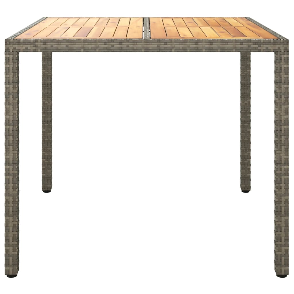 vidaXL szürke polyrattan és akácfa kerti asztal 90 x 90 x 75 cm