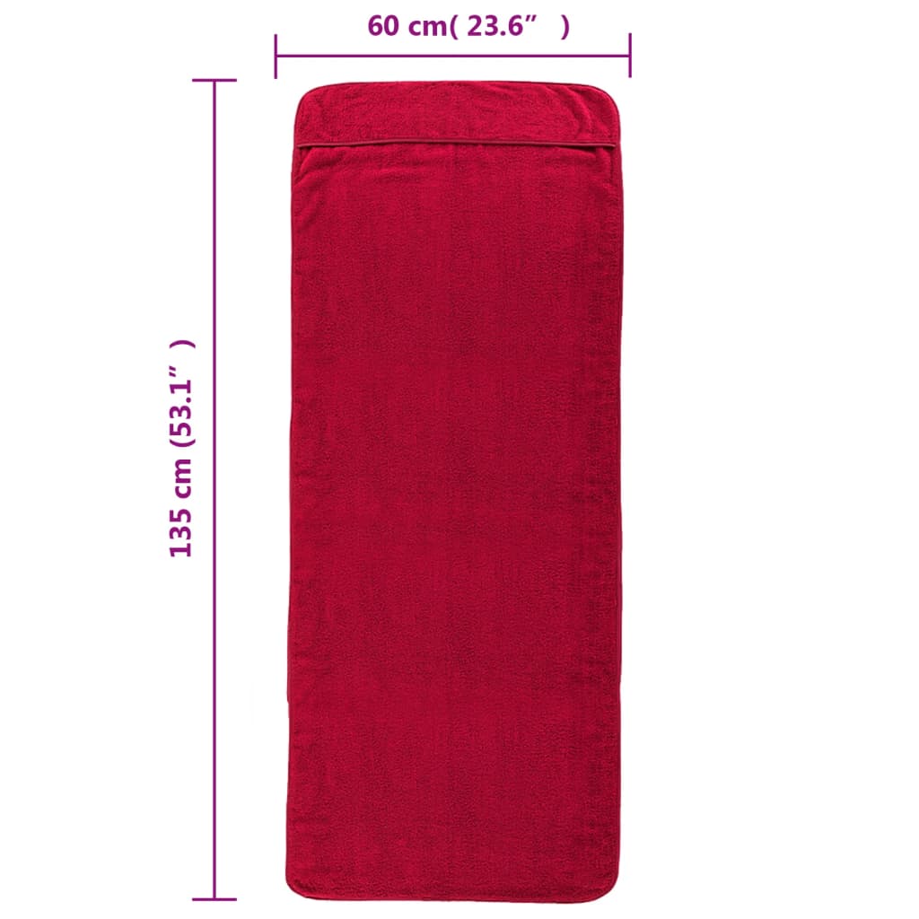 vidaXL 4 db burgundi vörös 400 GSM szövet strandtörölköző 60 x 135 cm