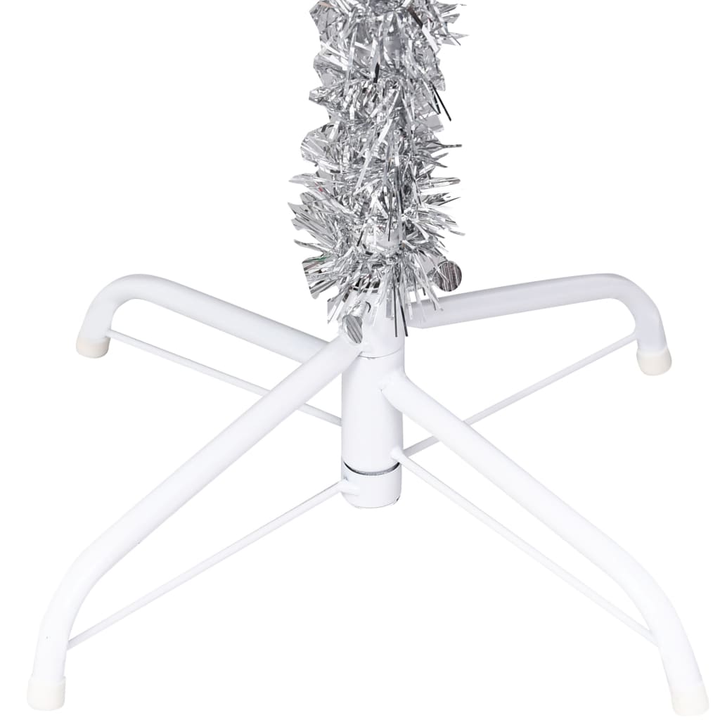 vidaXL ezüstszínű PET megvilágított műkarácsonyfa állvánnyal 180 cm