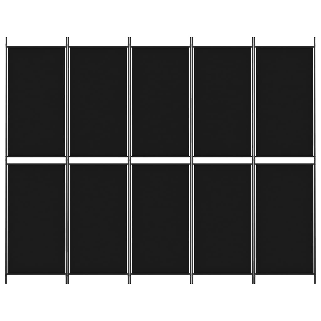 vidaXL 5 paneles fekete szövet térelválasztó 250x200 cm