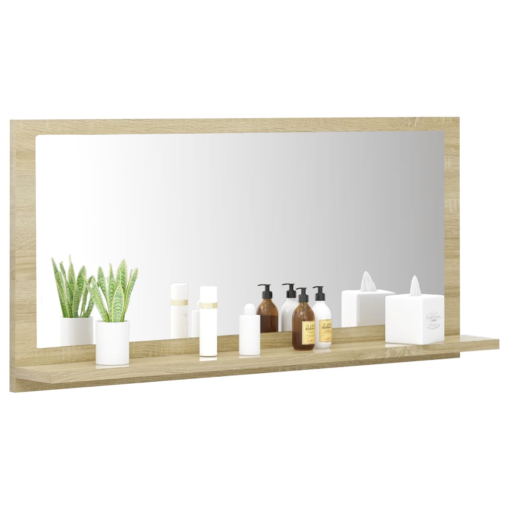 vidaXL sonoma-tölgy színű forgácslap fürdőszobai tükör 80x10,5x37 cm