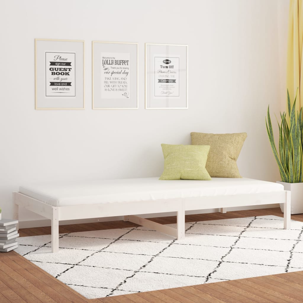 vidaXL fehér tömör fenyőfa kanapéágy 90 x 200 cm
