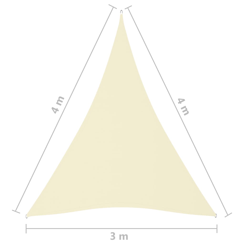 vidaXL krémszínű háromszögű oxford-szövet napvitorla 3 x 4 x 4 m