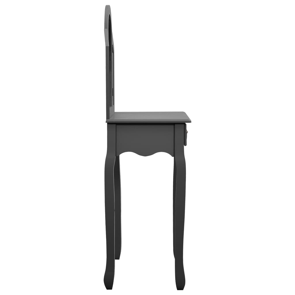 vidaXL szürke császárfa MDF fésülködőasztal ülőkével 65x36x128 cm
