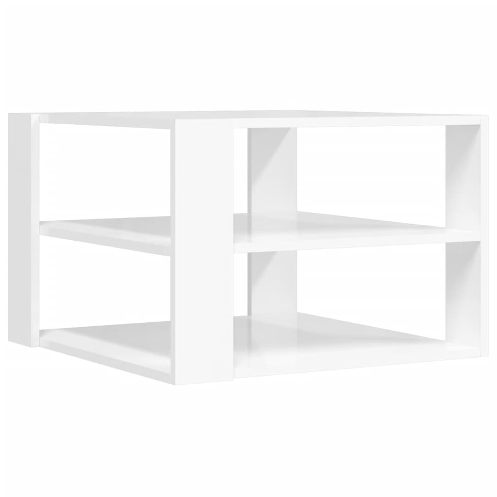 vidaXL magasfényű fehér szerelt fa dohányzóasztal 59,5 x 59,5 x 40 cm
