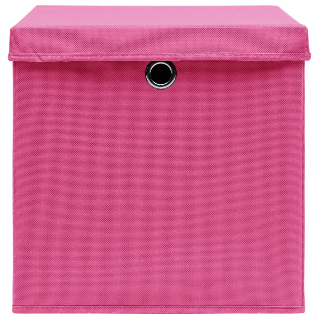 vidaXL 10 db rózsaszín szövet tárolódoboz fedéllel 32 x 32 x 32 cm