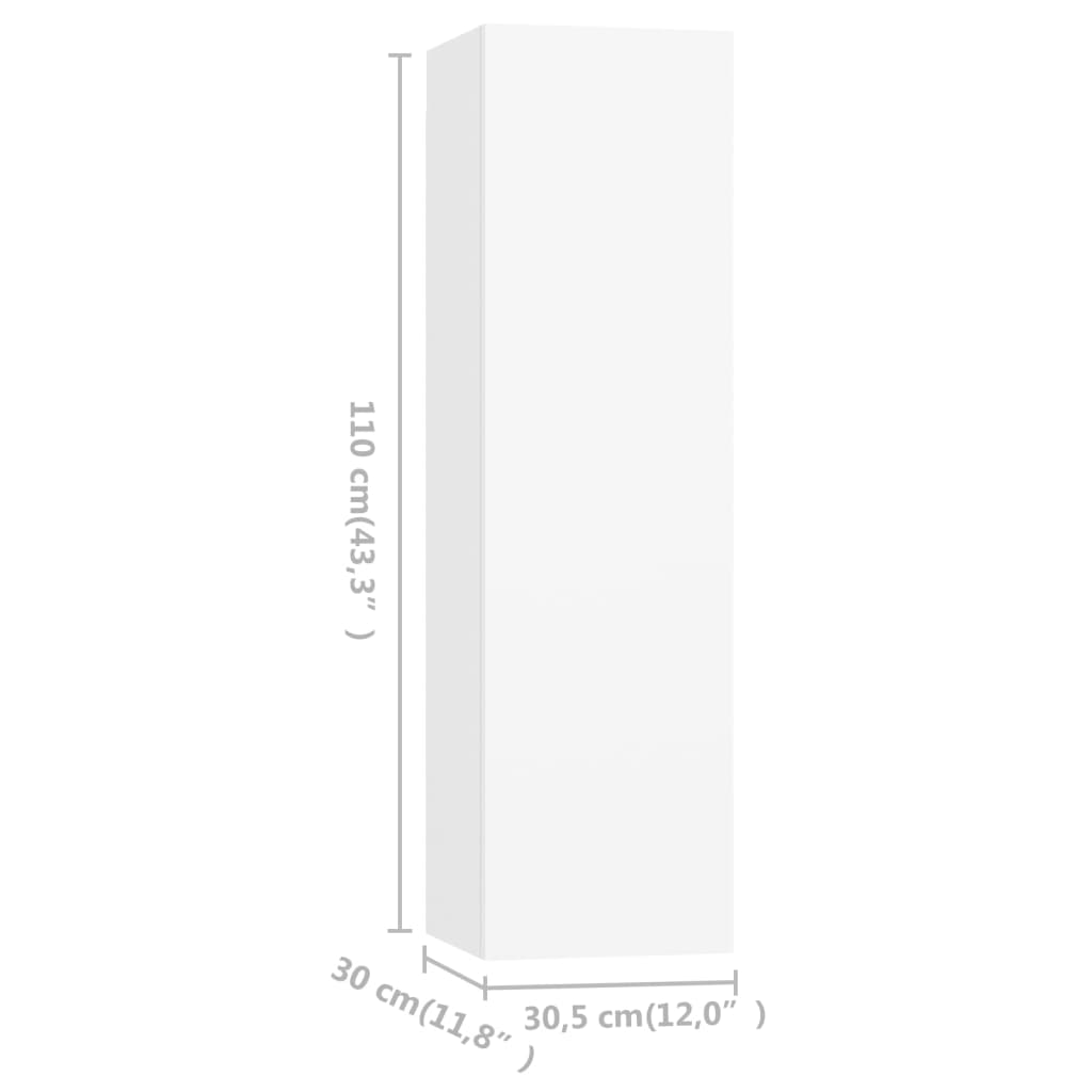 vidaXL 4 db fehér forgácslap TV-szekrény 30,5 x 30 x 110 cm