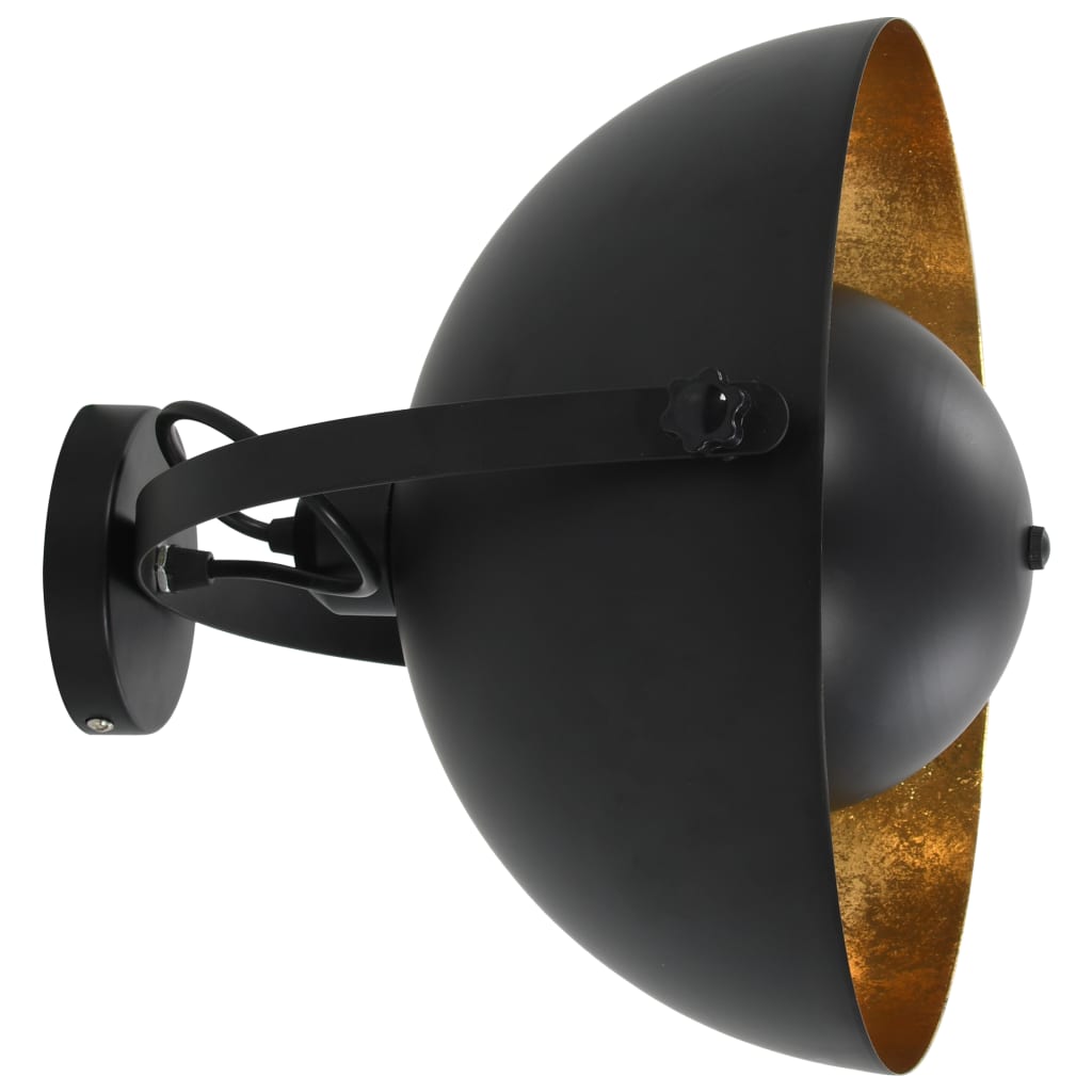 vidaXL fekete-arany félgömb alakú falilámpa E27