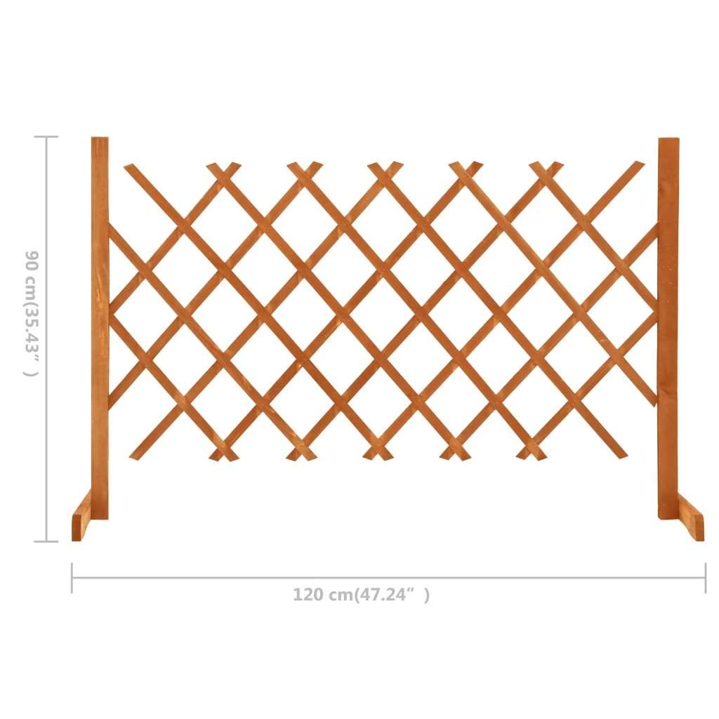 vidaXL narancssárga tömör fenyőfa rácsos kerti kerítés 120 x 90 cm