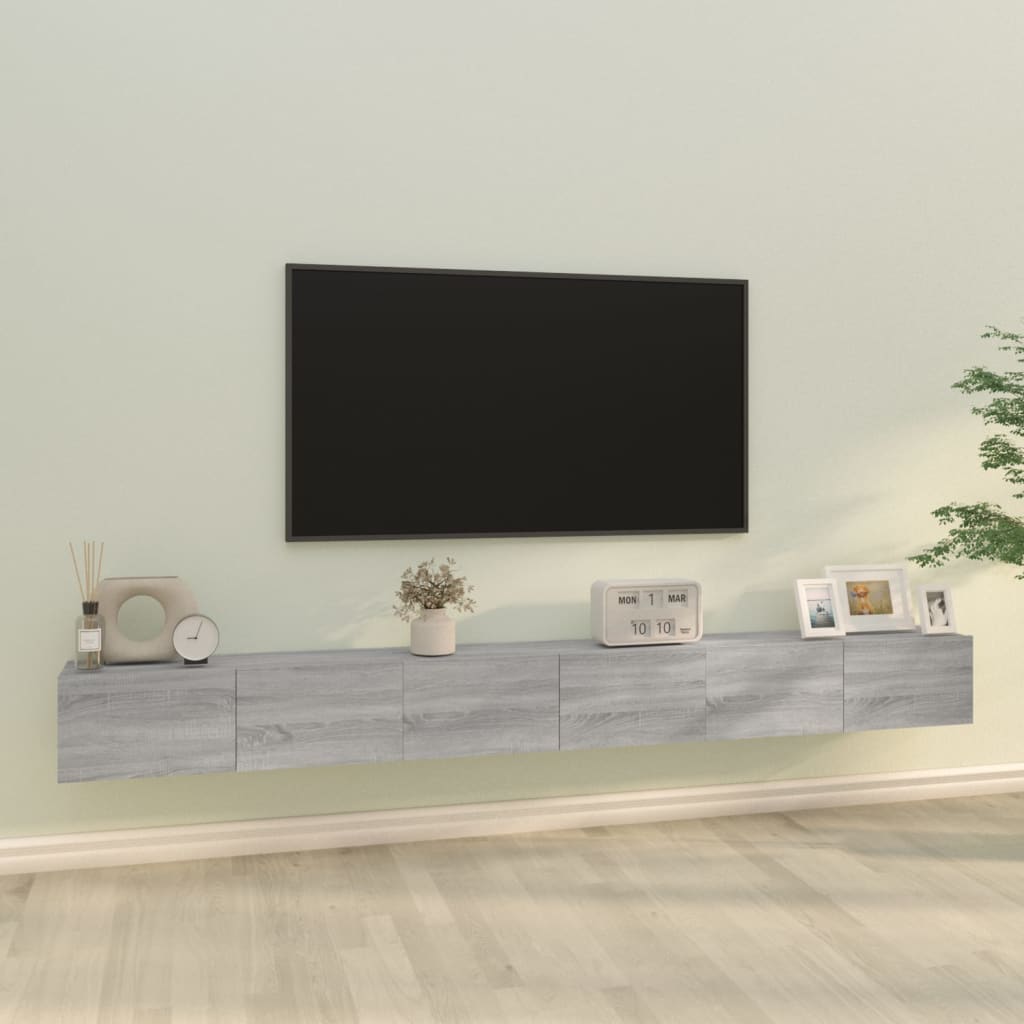 vidaXL 3 részes szürke sonoma színű szerelt fa TV-szekrényszett