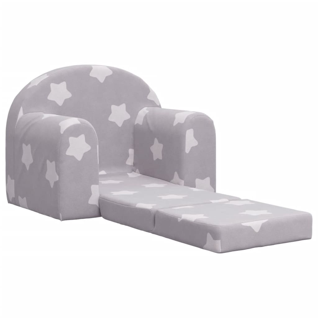vidaXL világosszürke csillagmintás puha plüss gyerek kanapéágy