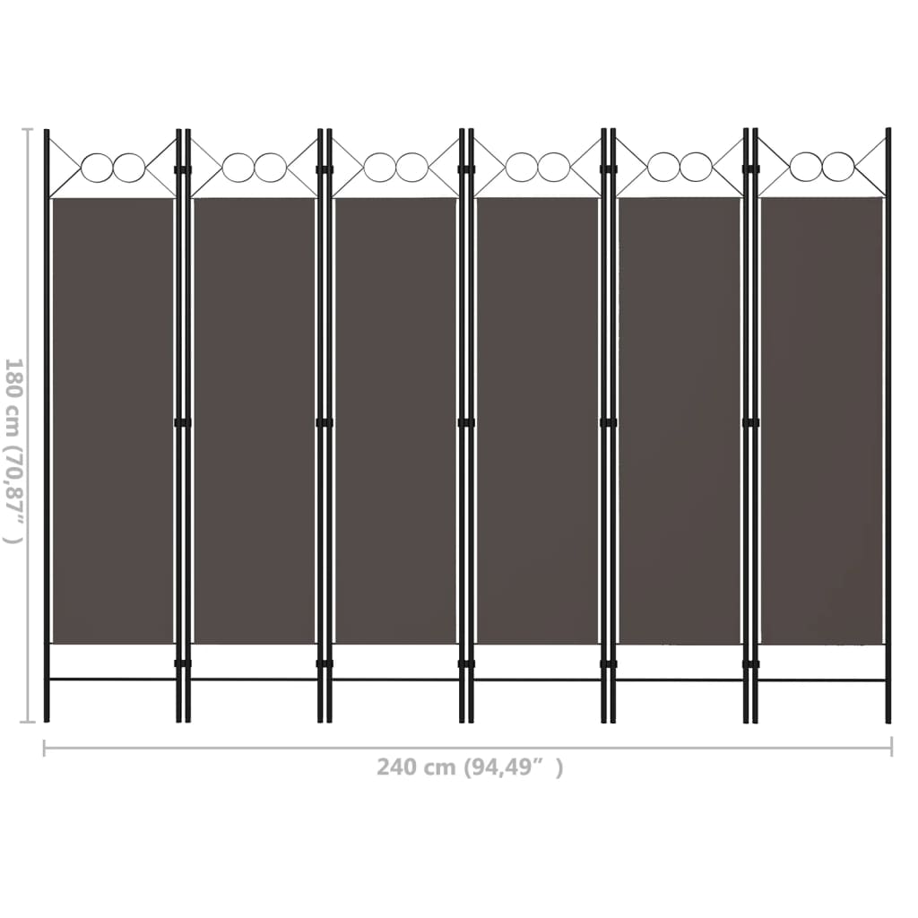vidaXL antracitszürke 6 paneles paraván 240 x 180 cm